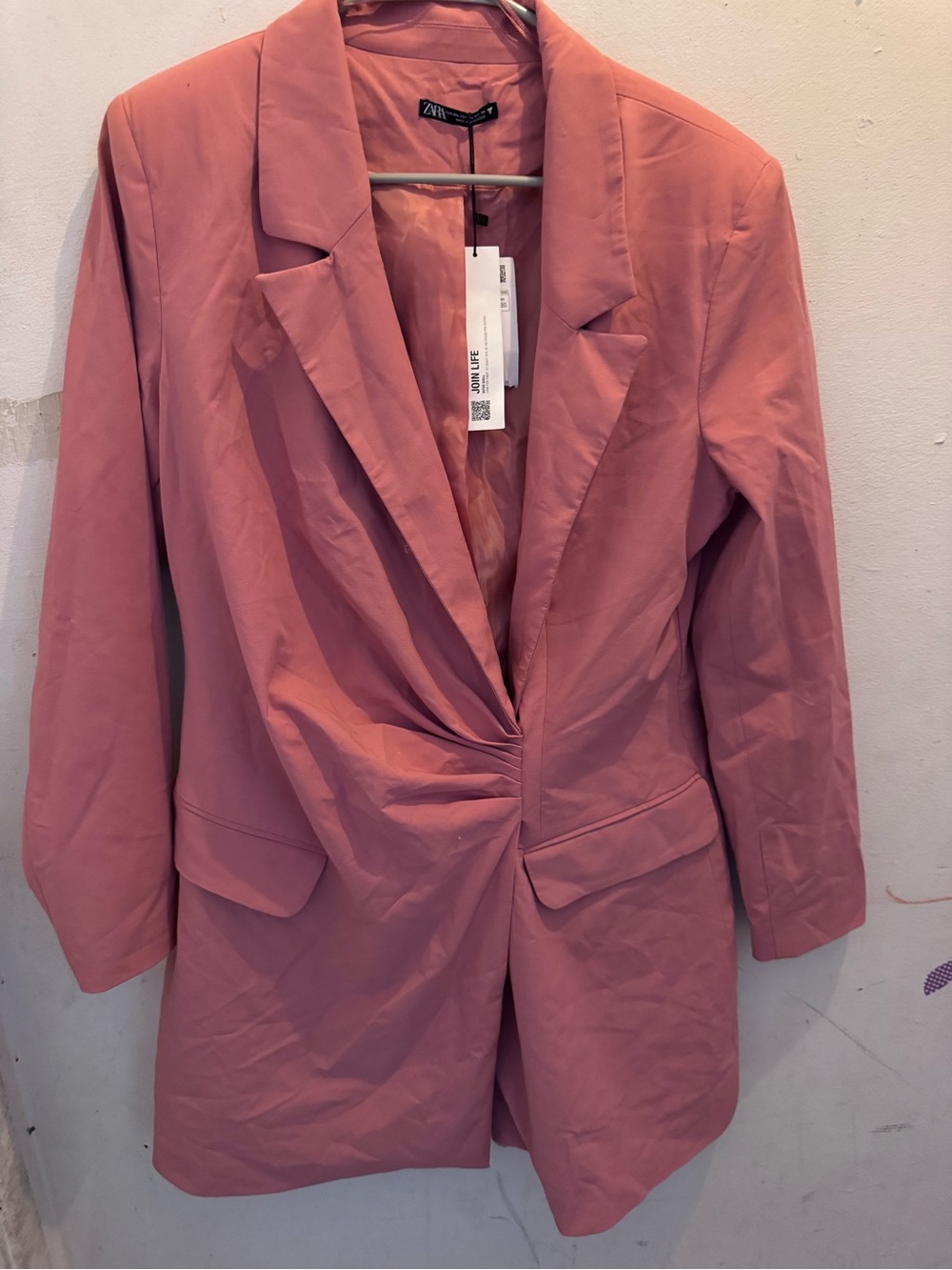Zara Dusty Rose Twist-Front Blazer